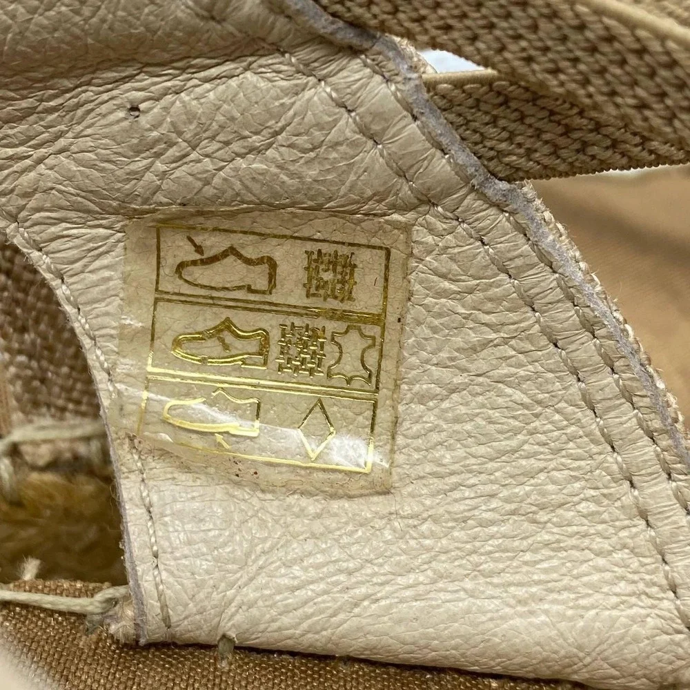 Vidorreta Espadrille Wedge Sandal Shoes Women 11 Beige Linen Gemstone Boho Spain